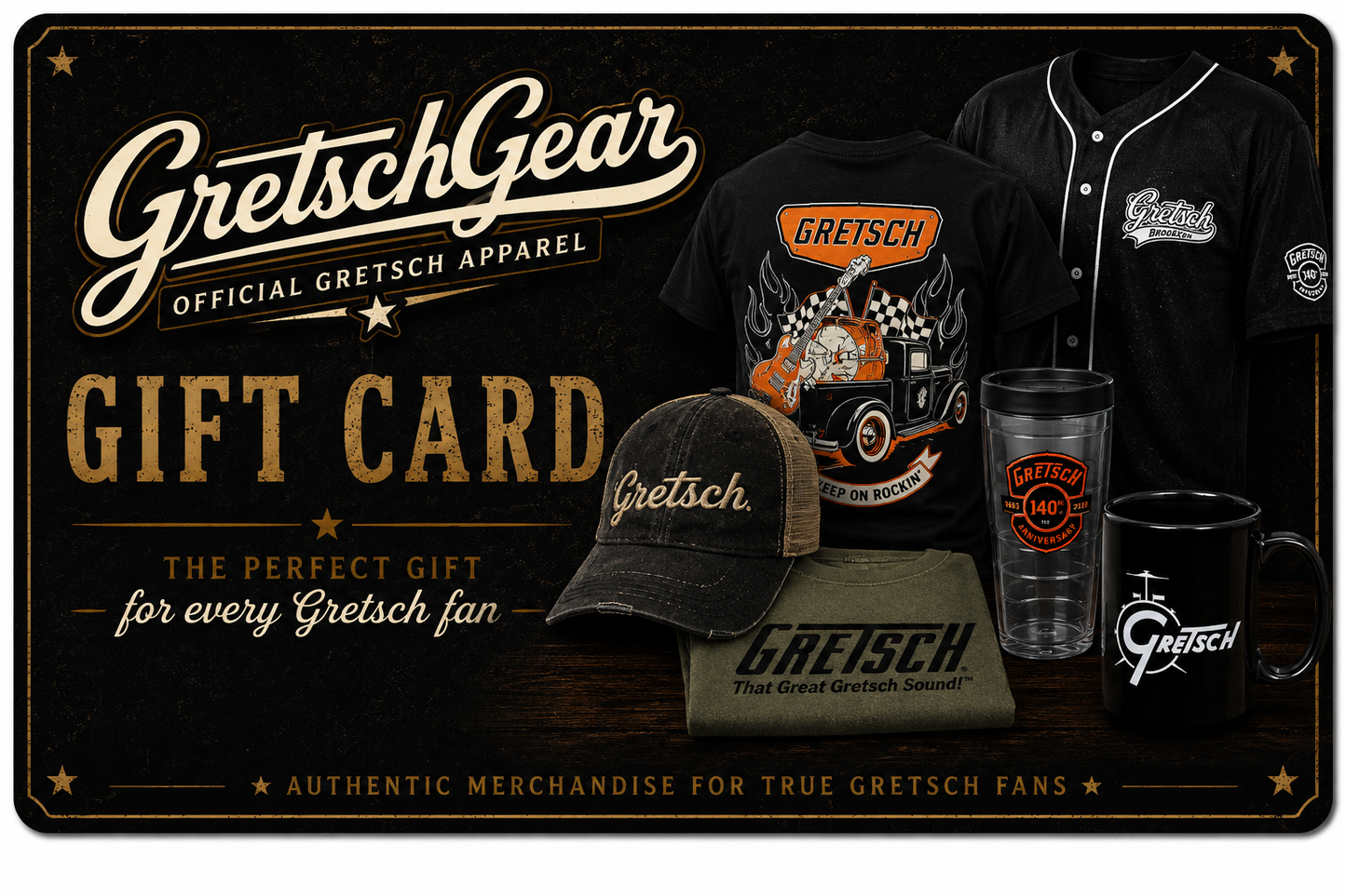 GretschGear Digital Gift Card featuring official Gretsch apparel and merchandise