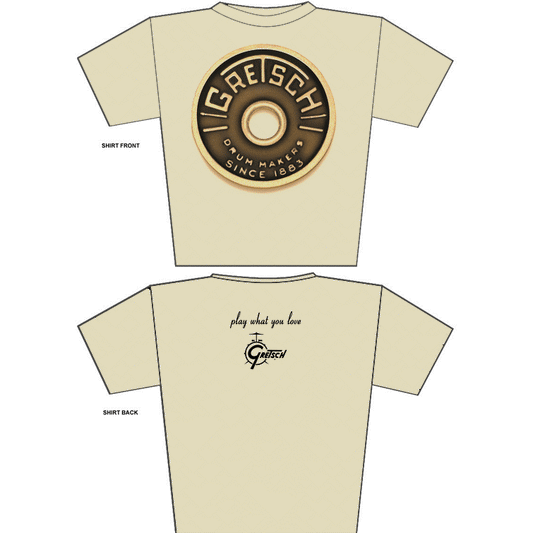 Gretsch Round Badge 100% Cotton T-Shirt, Natural - GretschGear