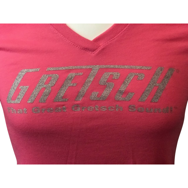 Shirt, Ladies Gretsch V-Neck (Hot Pink) - GretschGear